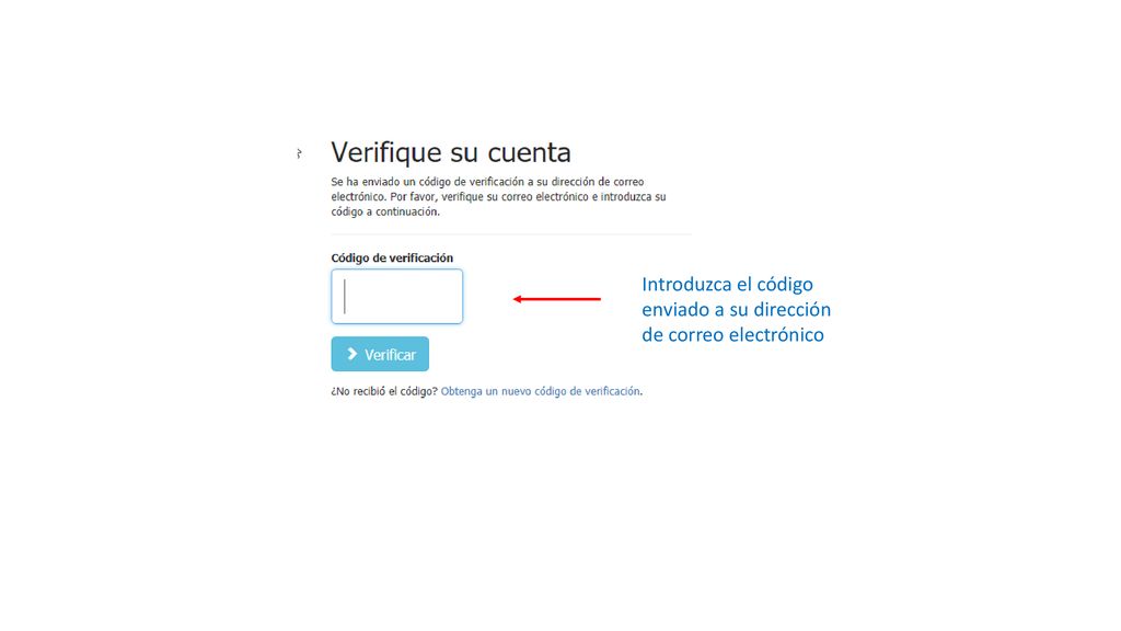 Introduzca el código enviado a su dirección de correo electrónico