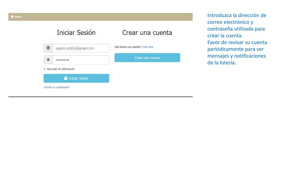 Introduzca la dirección de correo electrónico y contraseña utilizada para crear la cuenta.