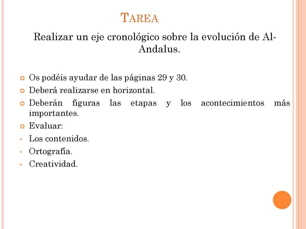Realizar un eje cronológico sobre la evolución de Al- Andalus.