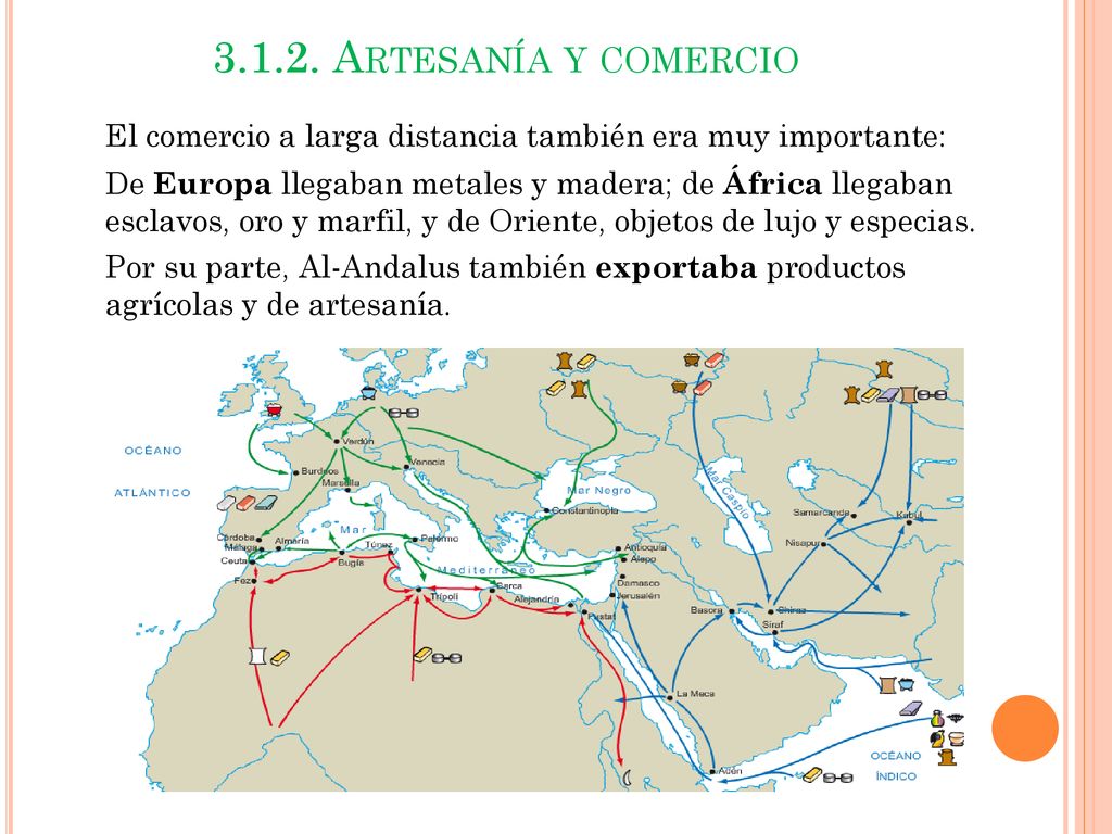 Artesanía y comercio El comercio a larga distancia también era muy importante: