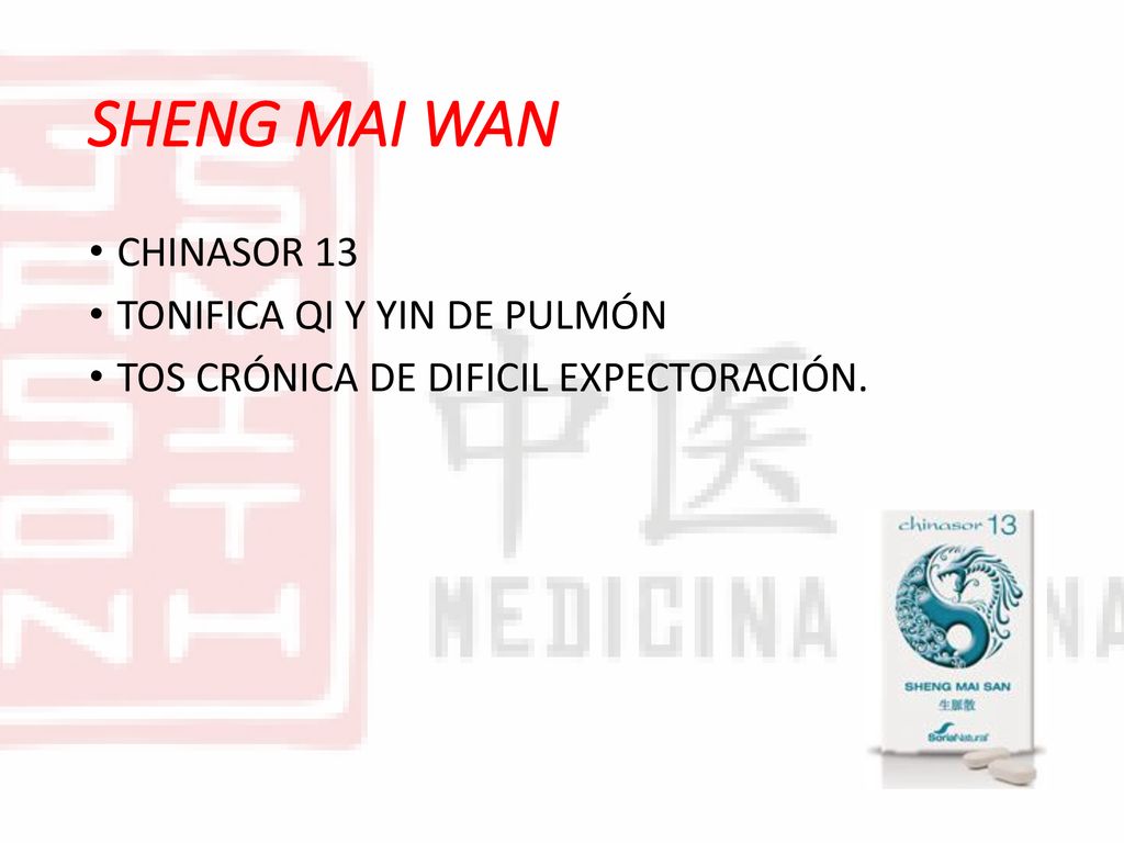 SHENG MAI WAN CHINASOR 13 TONIFICA QI Y YIN DE PULMÓN