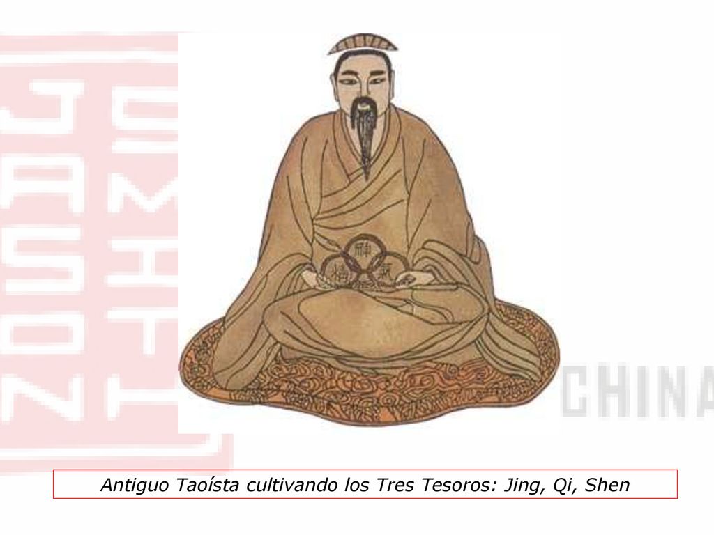 Antiguo Taoísta cultivando los Tres Tesoros: Jing, Qi, Shen