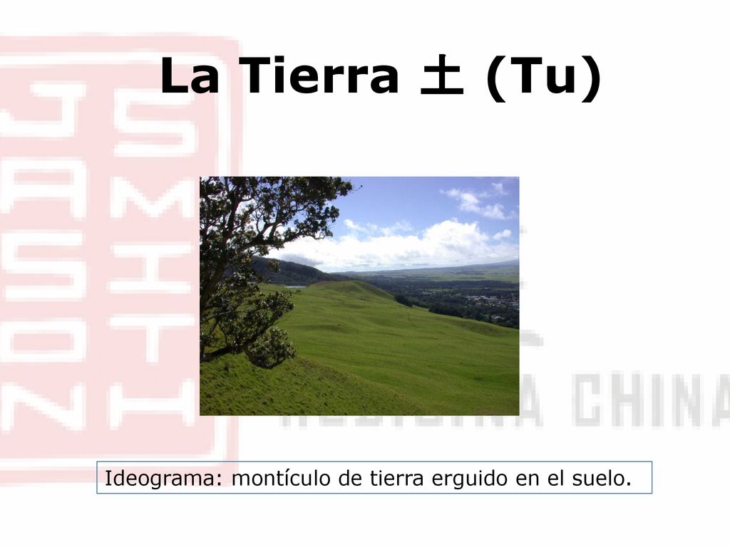 La Tierra 土 (Tu) Ideograma: montículo de tierra erguido en el suelo.