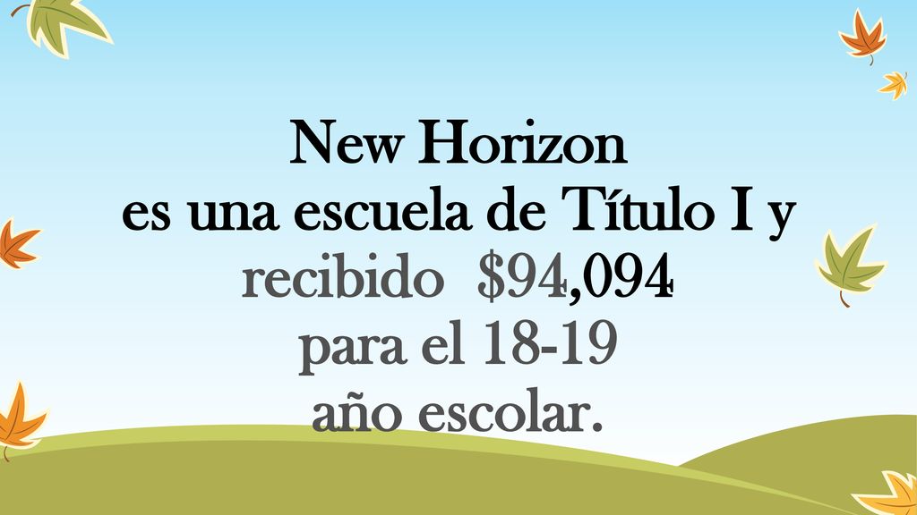 New Horizon es una escuela de Título I y recibido $94,094 para el año escolar.