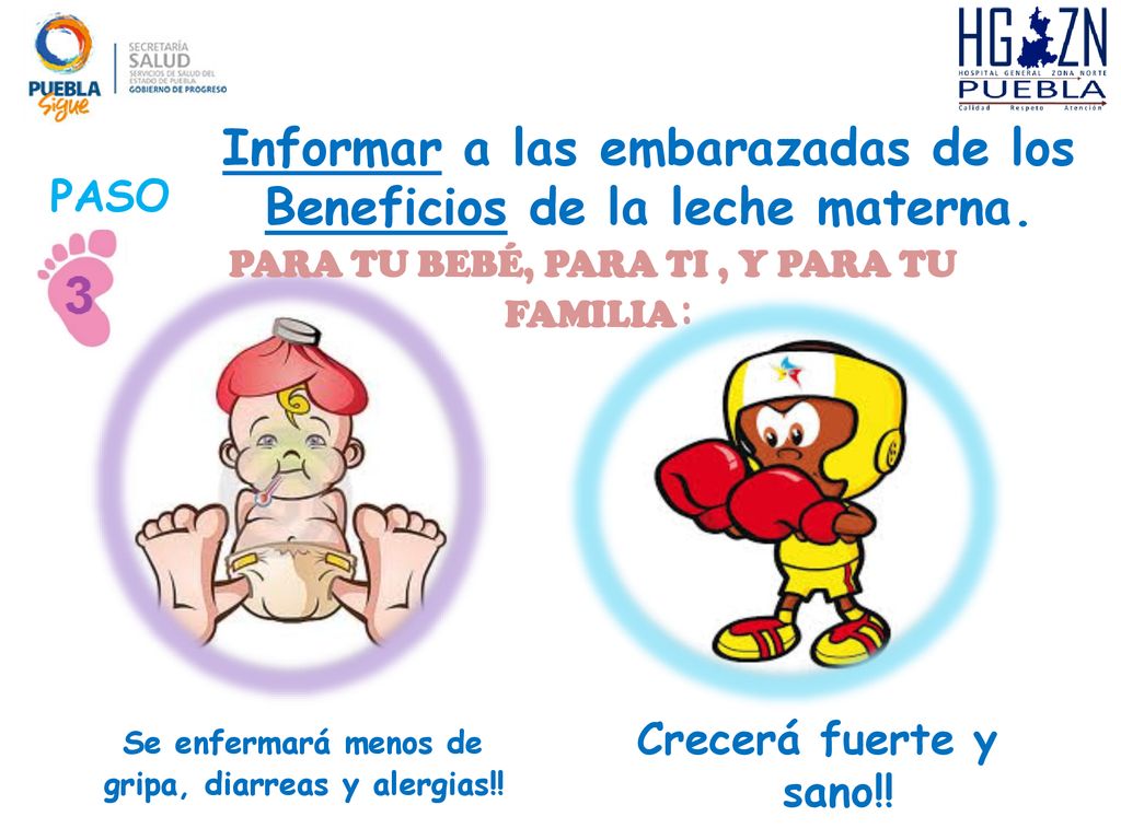 Informar a las embarazadas de los Beneficios de la leche materna.