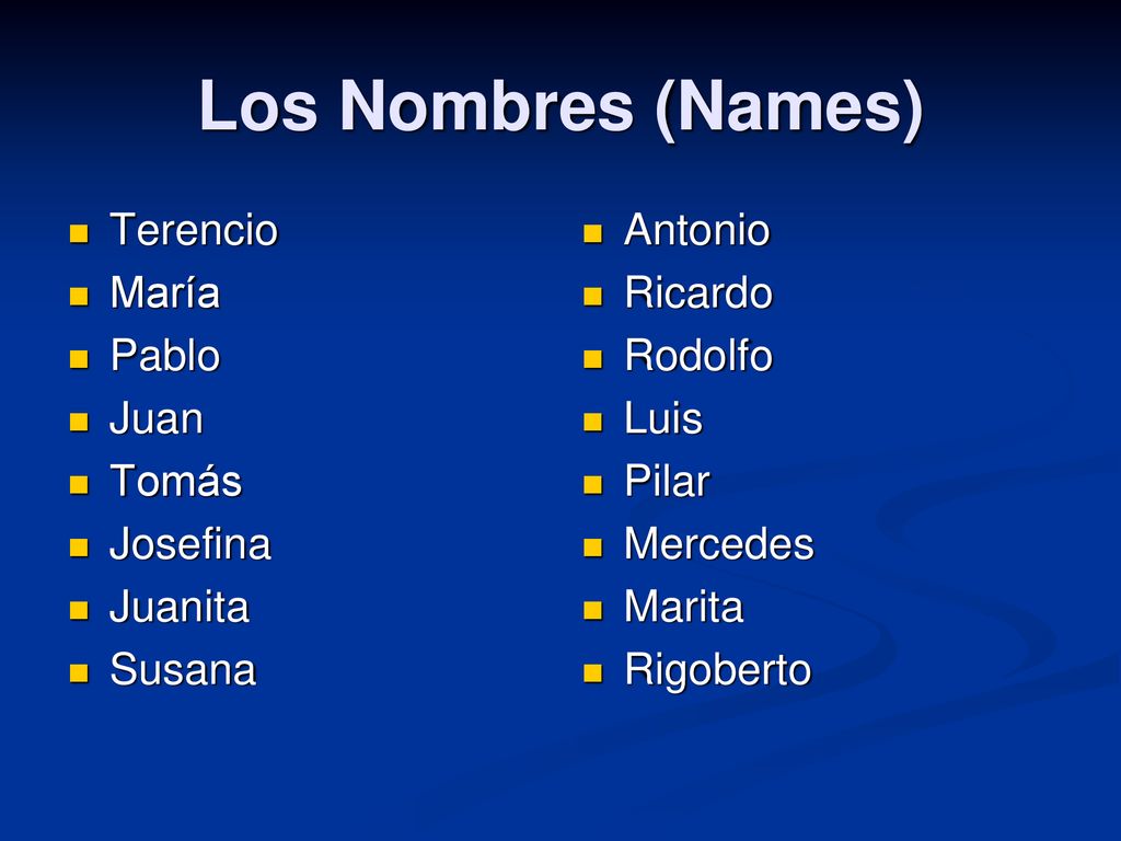 Los Nombres (Names) Terencio María Pablo Juan Tomás Josefina Juanita