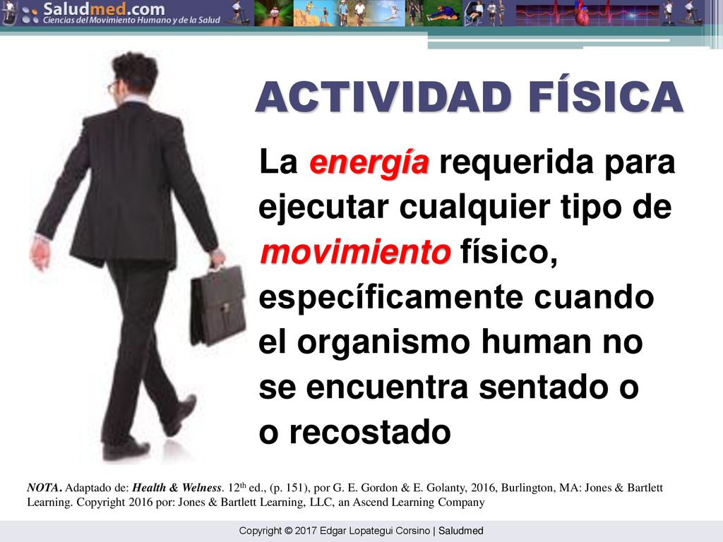 ACTIVIDAD FÍSICA La energía requerida para ejecutar cualquier tipo de