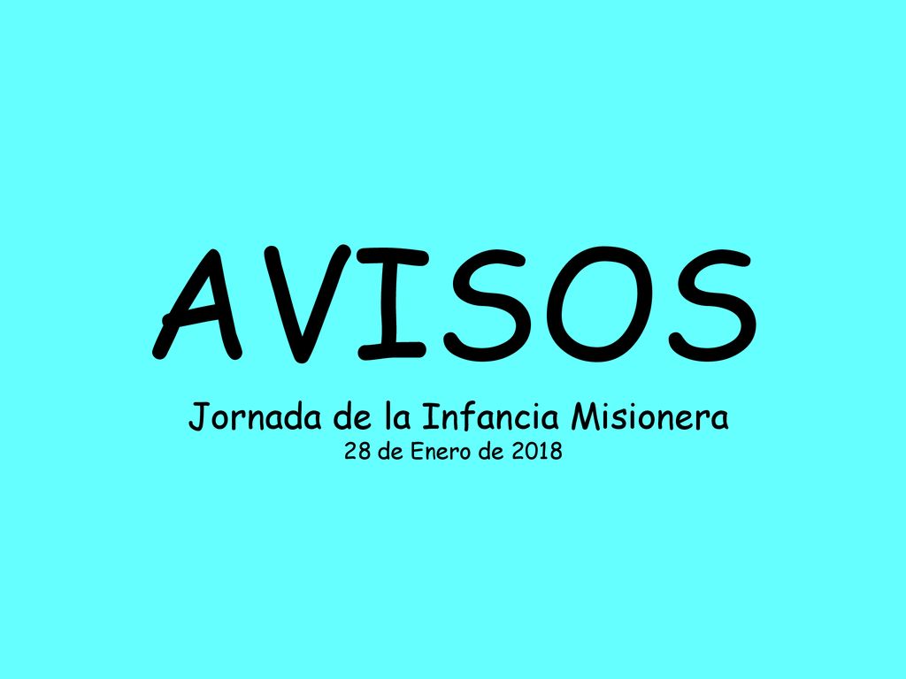 AVISOS Jornada de la Infancia Misionera 28 de Enero de 2018