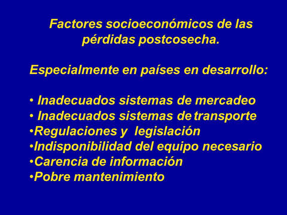Factores socioeconómicos de las pérdidas postcosecha.