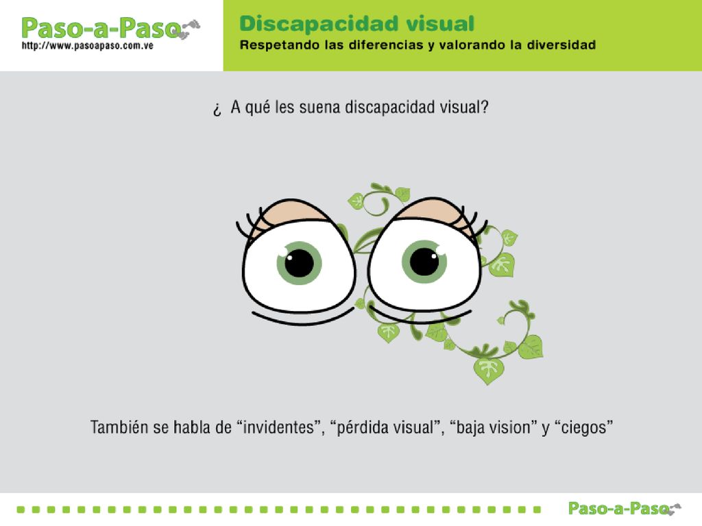 - Tiene que ver con la VISTA (señalar los ojos), ¿cierto