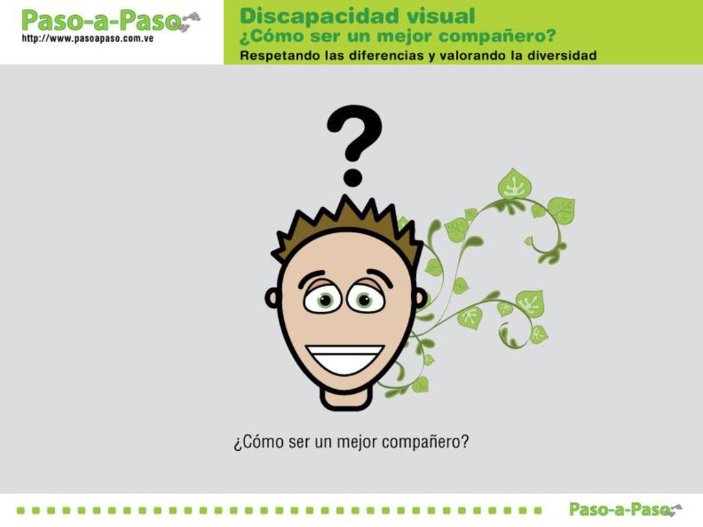OBJETIVO: Aprender cómo ser un mejor compañero para una persona con discapacidad visual