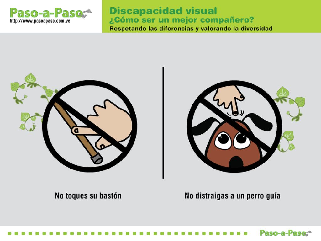 OBJETIVO: Aprender cómo ser un mejor compañero para una persona con discapacidad visual