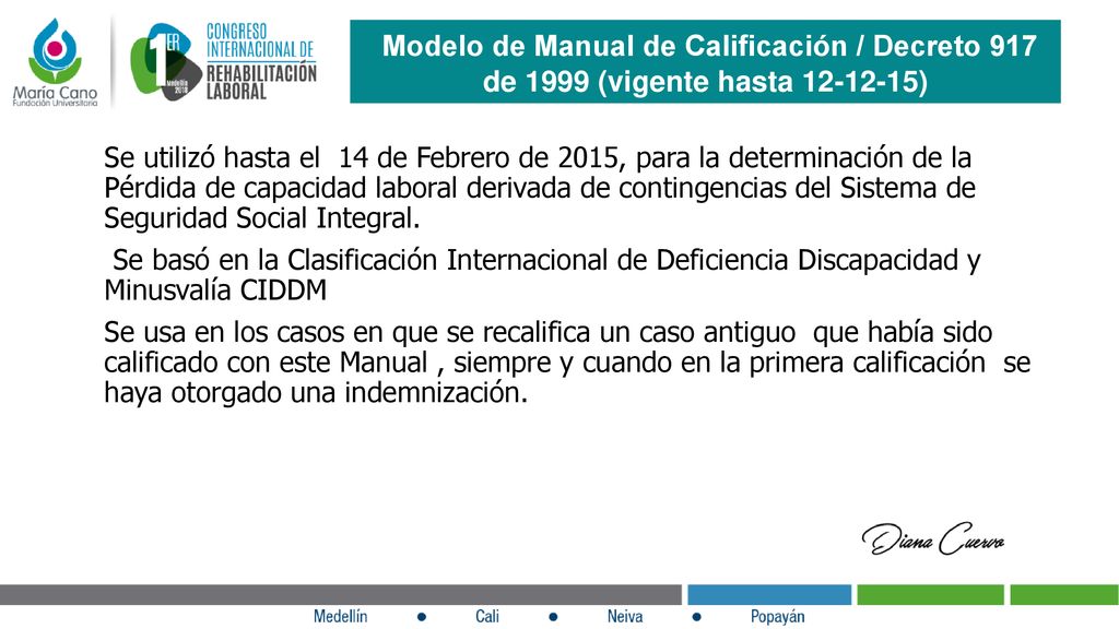 Modelo de Manual de Calificación / Decreto 917 de 1999 (vigente hasta )