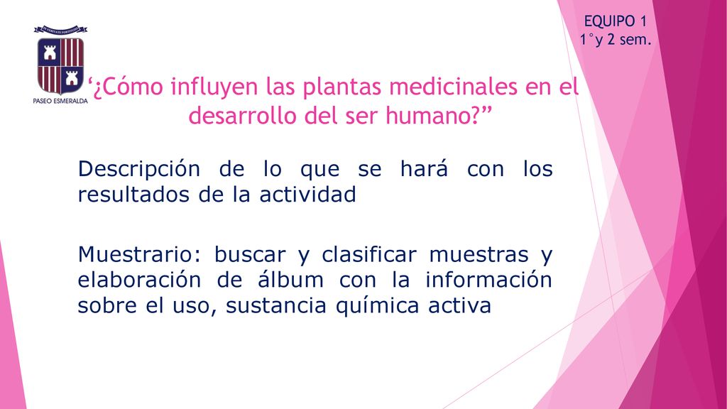 EQUIPO 1 1°y 2 sem. ¿Cómo influyen las plantas medicinales en el desarrollo del ser humano