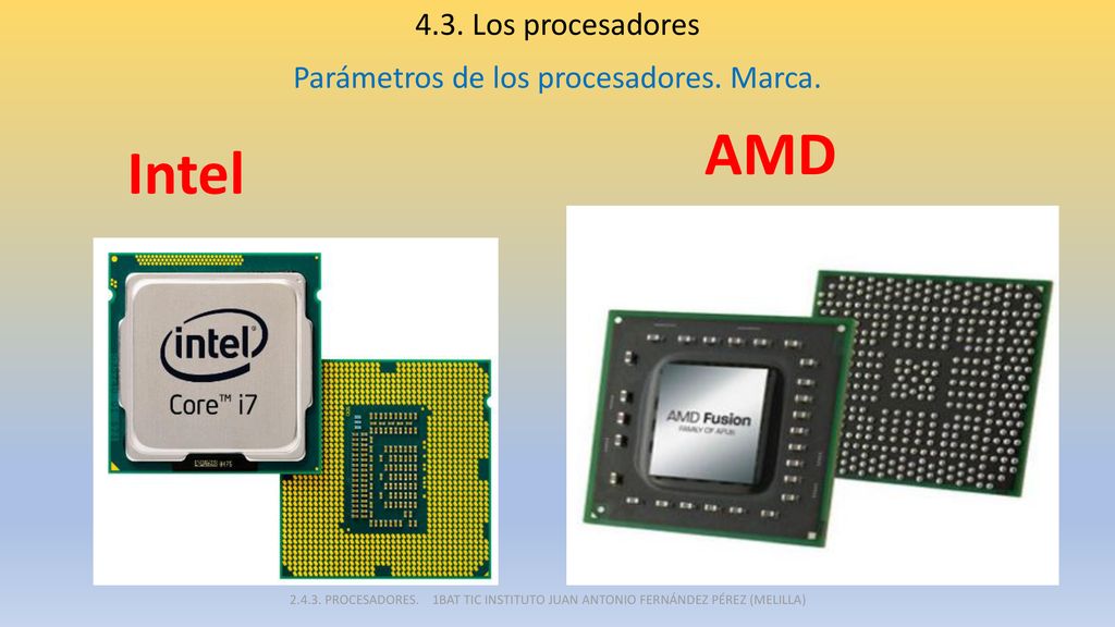 Parámetros de los procesadores. Marca.