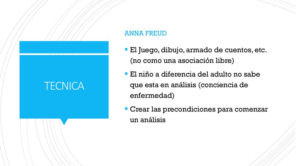 ANNA FREUD El Juego, dibujo, armado de cuentos, etc. (no como una asociación libre)