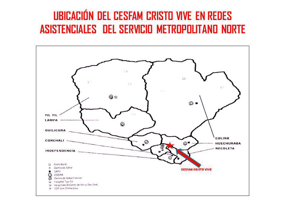 UBICACIÓN DEL CESFAM CRISTO VIVE EN REDES ASISTENCIALES DEL SERVICIO METROPOLITANO NORTE