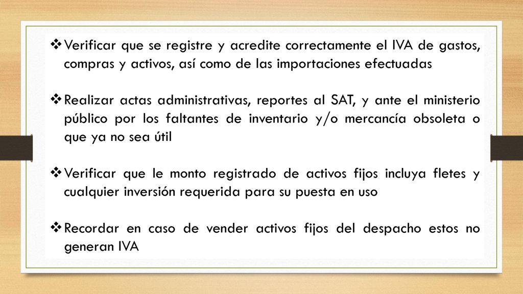 Verificar que se registre y acredite correctamente el IVA de gastos, compras y activos, así como de las importaciones efectuadas
