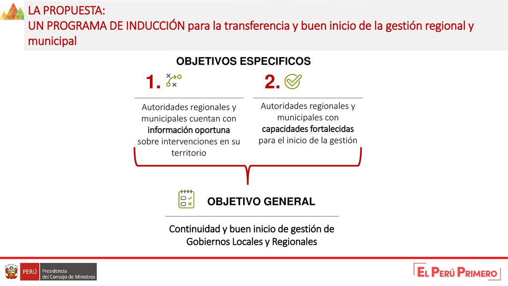 LA PROPUESTA: UN PROGRAMA DE INDUCCIÓN para la transferencia y buen inicio de la gestión regional y municipal.