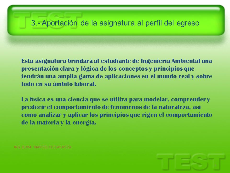 3.- Aportación de la asignatura al perfil del egreso