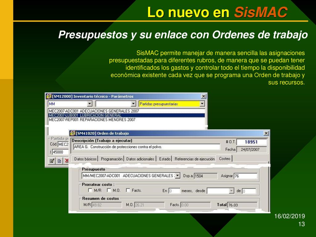 Lo nuevo en SisMAC Presupuestos y su enlace con Ordenes de trabajo