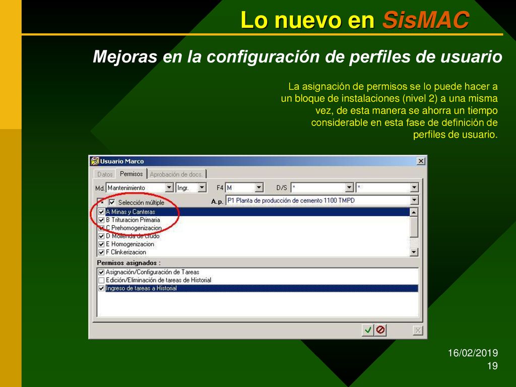 Lo nuevo en SisMAC Mejoras en la configuración de perfiles de usuario