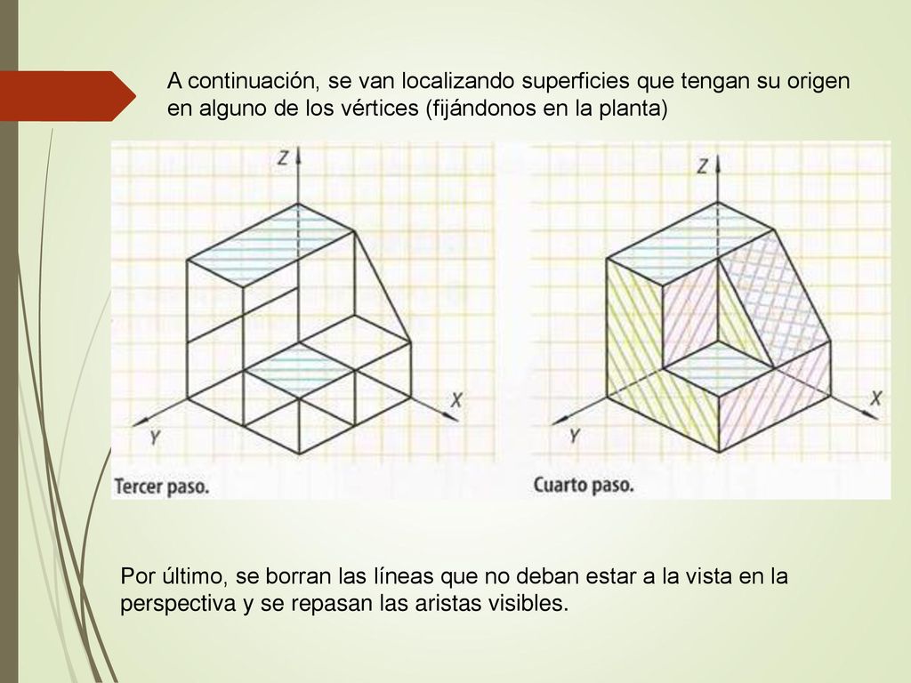 A continuación, se van localizando superficies que tengan su origen en alguno de los vértices (fijándonos en la planta)