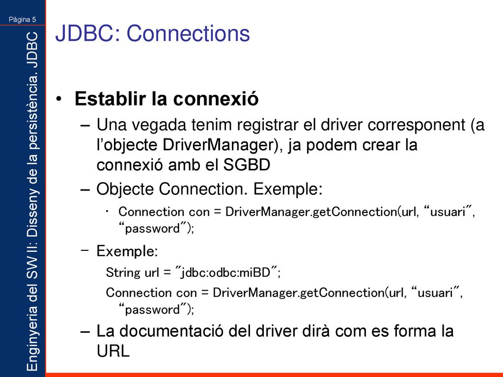 Disseny de la persistència JDBC - ppt descargar