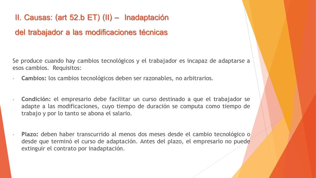 II. Causas: (art 52.b ET) (II) – Inadaptación del trabajador a las modificaciones técnicas