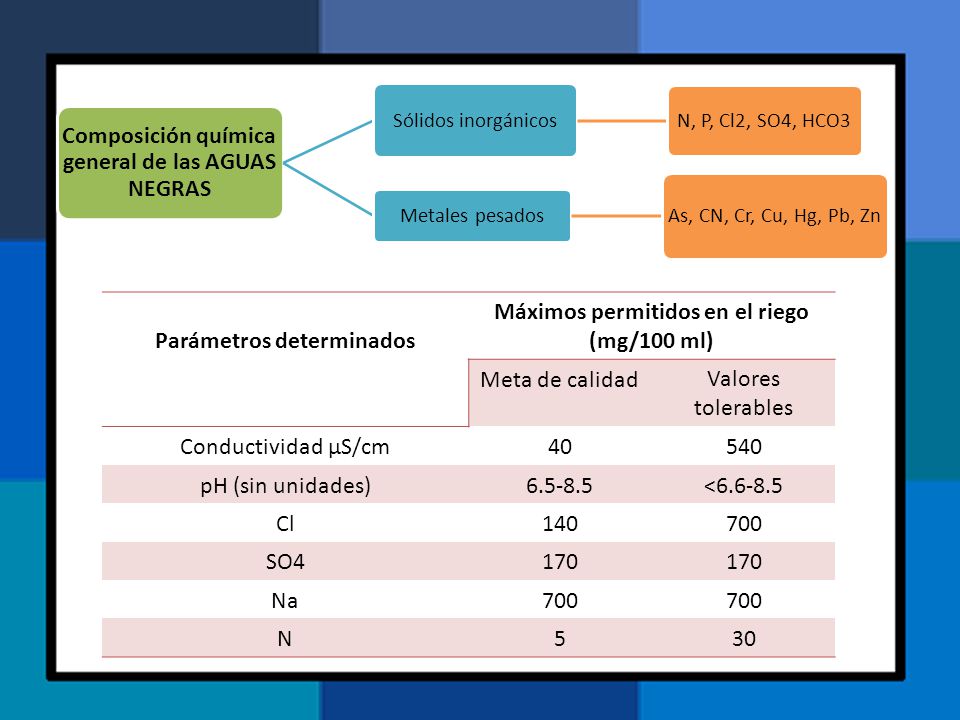 Composición química general de las AGUAS NEGRAS