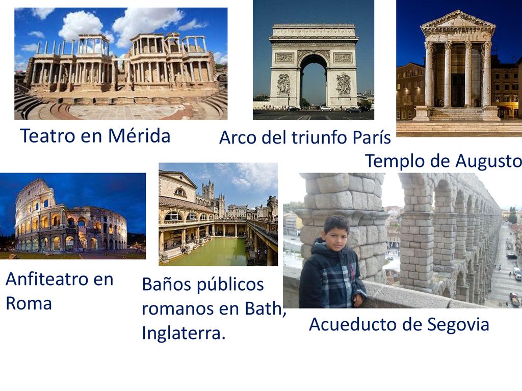 Teatro en Mérida Arco del triunfo París Anfiteatro en Roma