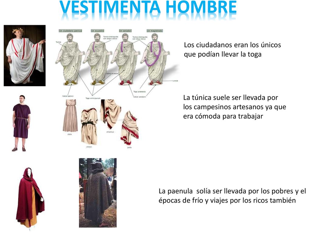 VESTIMENTA hombre Los ciudadanos eran los únicos que podían llevar la toga.