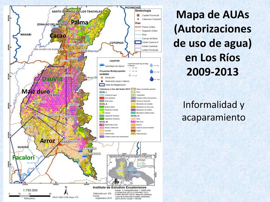 Mapa de AUAs (Autorizaciones de uso de agua) en Los Ríos