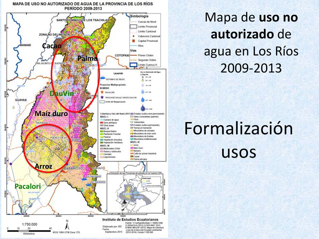 Mapa de uso no autorizado de agua en Los Ríos