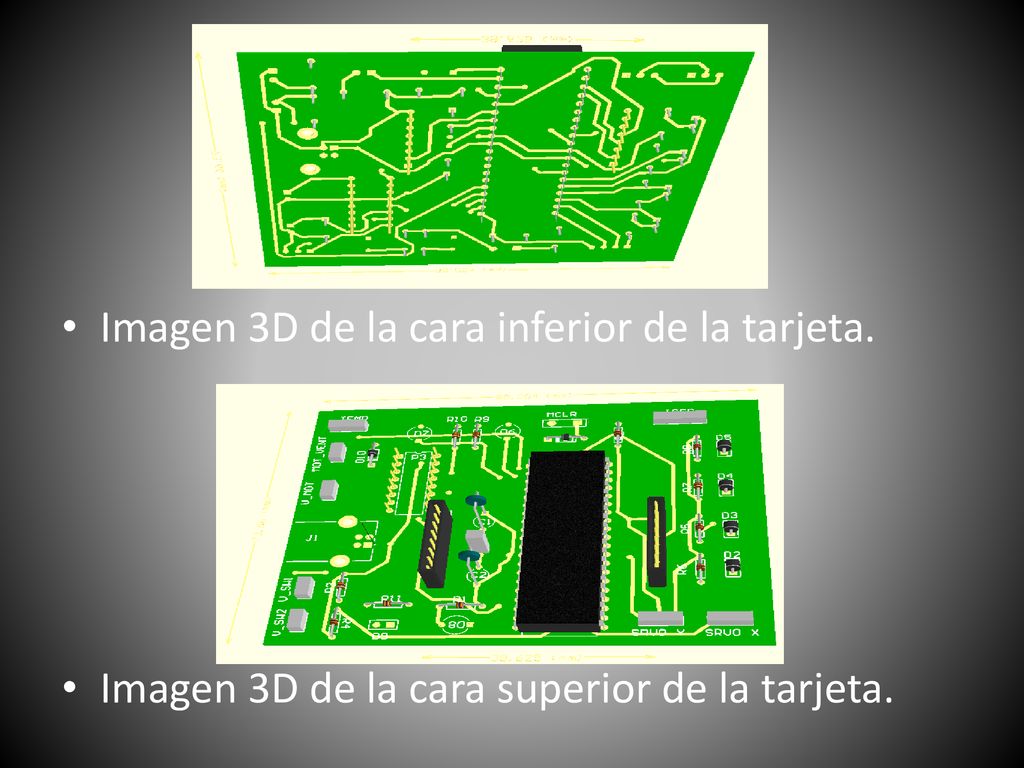 Imagen 3D de la cara inferior de la tarjeta.