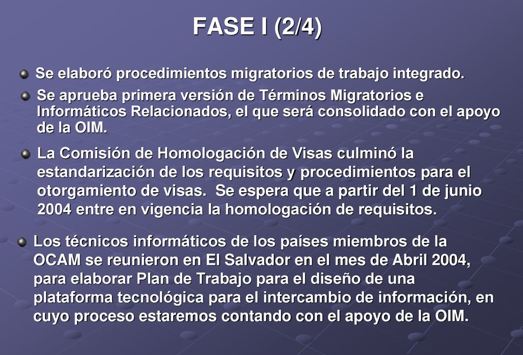 FASE I (2/4) Se elaboró procedimientos migratorios de trabajo integrado.