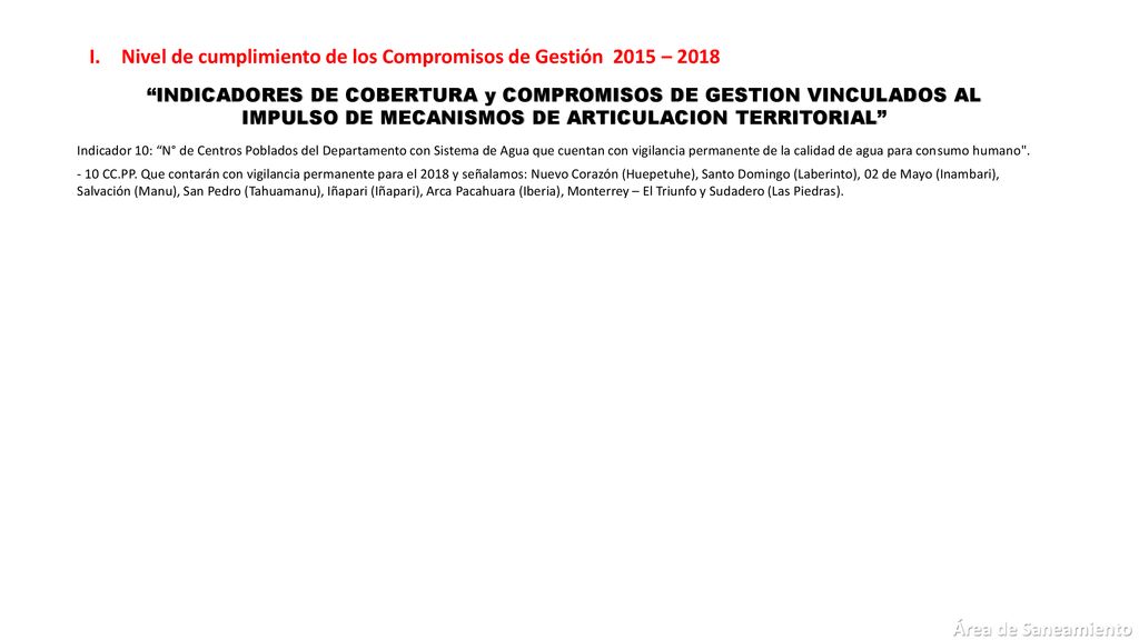 Nivel de cumplimiento de los Compromisos de Gestión 2015 – 2018