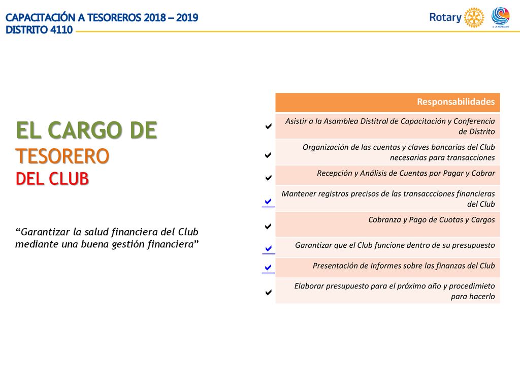 EL CARGO DE TESORERO DEL CLUB        