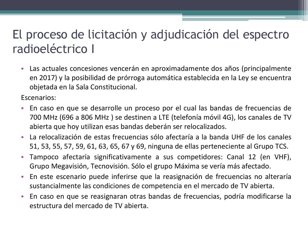 El proceso de licitación y adjudicación del espectro radioeléctrico I