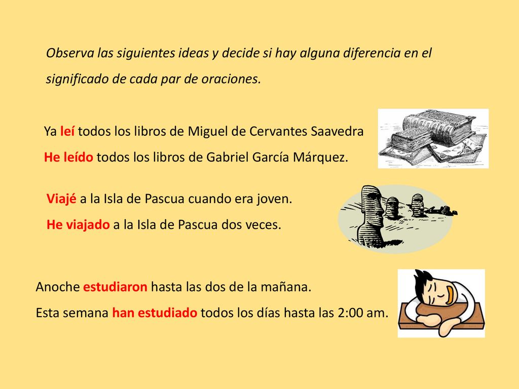 Observa las siguientes ideas y decide si hay alguna diferencia en el significado de cada par de oraciones.