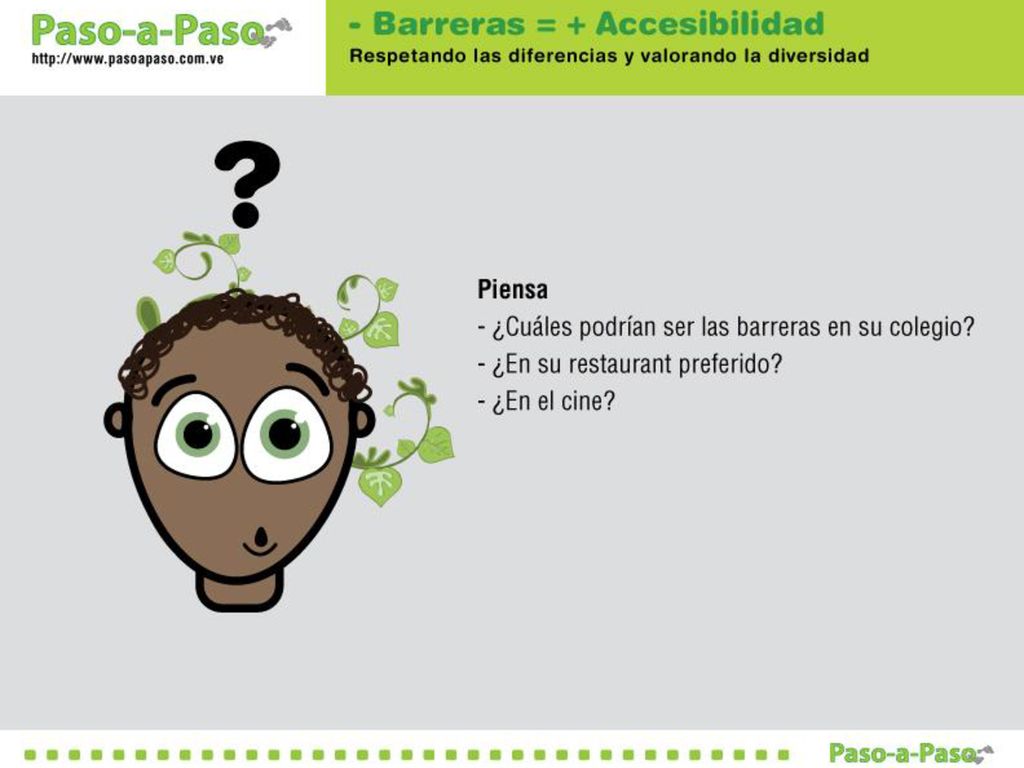 REFLEXIONAR… Piensa… ¿Cuáles podrían ser las barreras en tu colegio ¿En tu restaurante preferido
