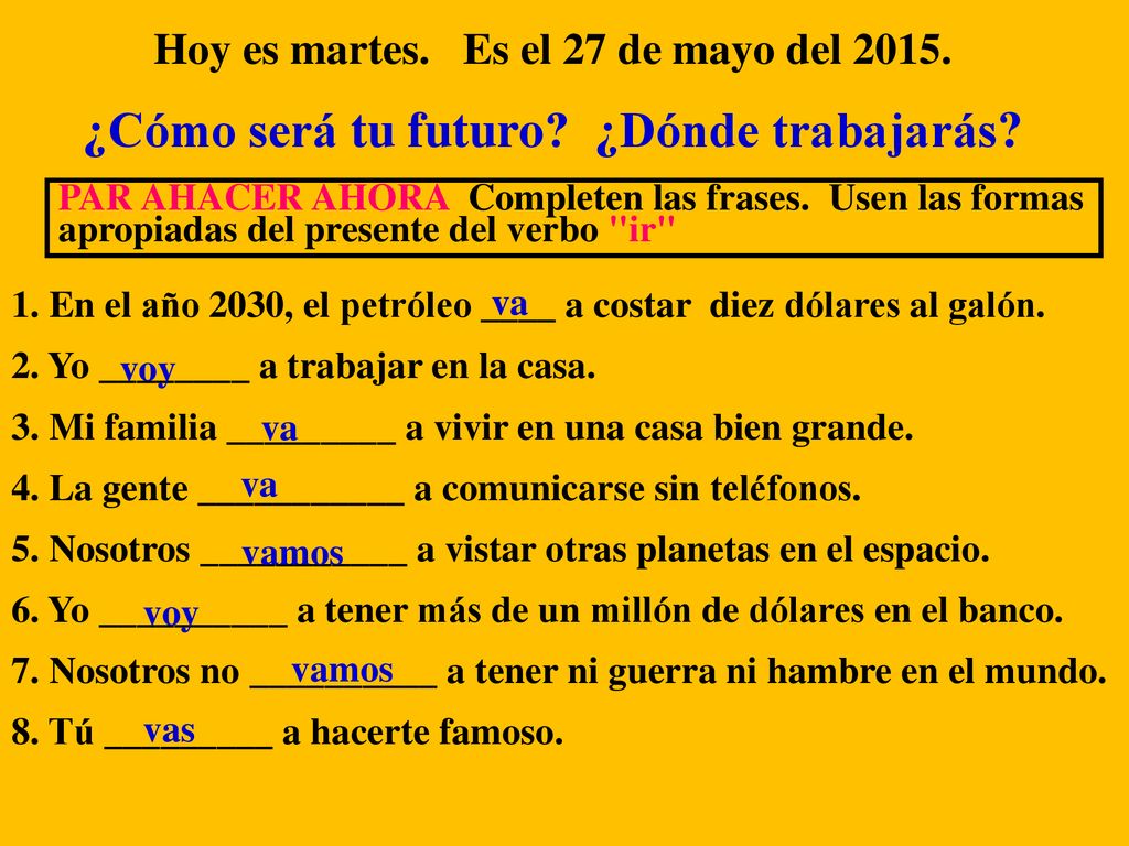 Hoy es martes. Es el 27 de mayo del ¿Cómo será tu futuro