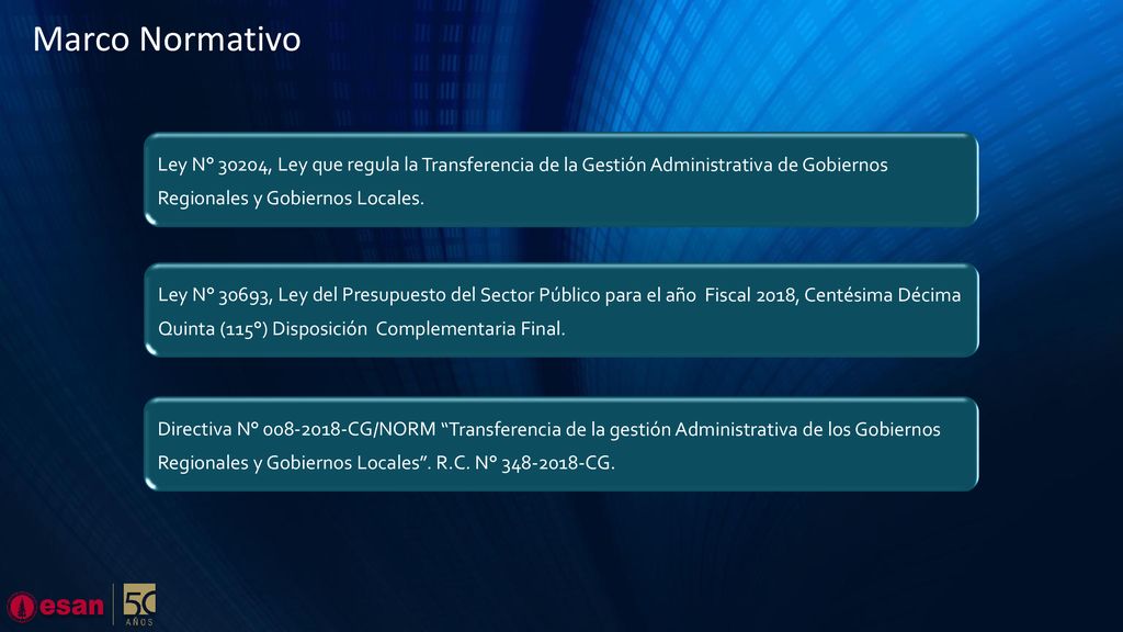 Marco Normativo Ley N° 30204, Ley que regula la Transferencia de la Gestión Administrativa de Gobiernos Regionales y Gobiernos Locales.