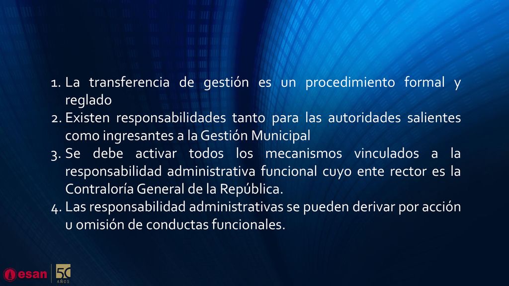 La transferencia de gestión es un procedimiento formal y reglado