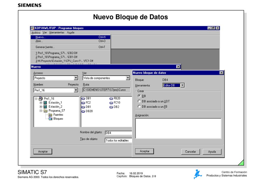 Nuevo Bloque de Datos Editor Abre un DB existente o crea uno nuevo a partir de un proyecto y un.
