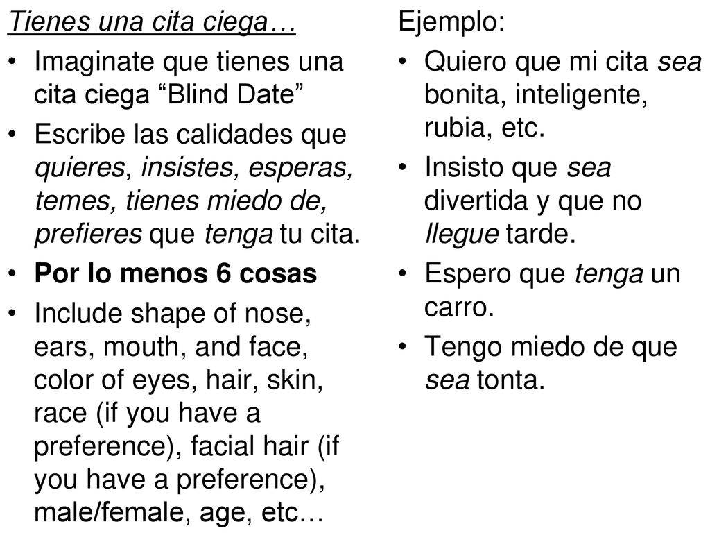 Tienes una cita ciega… Imaginate que tienes una cita ciega Blind Date