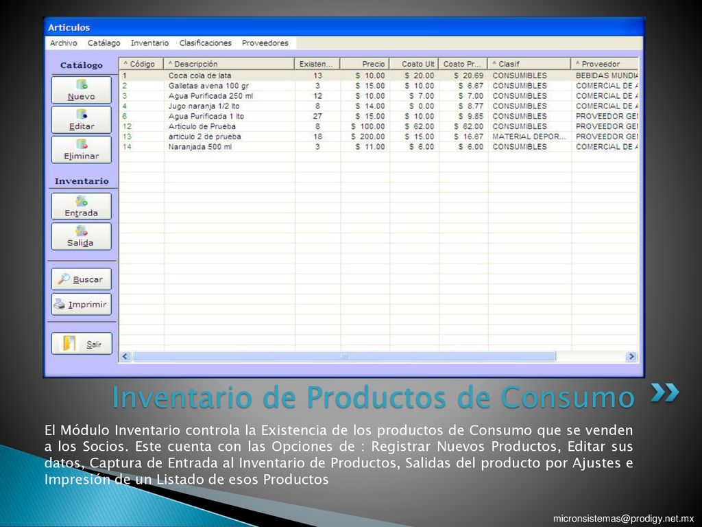 Inventario de Productos de Consumo