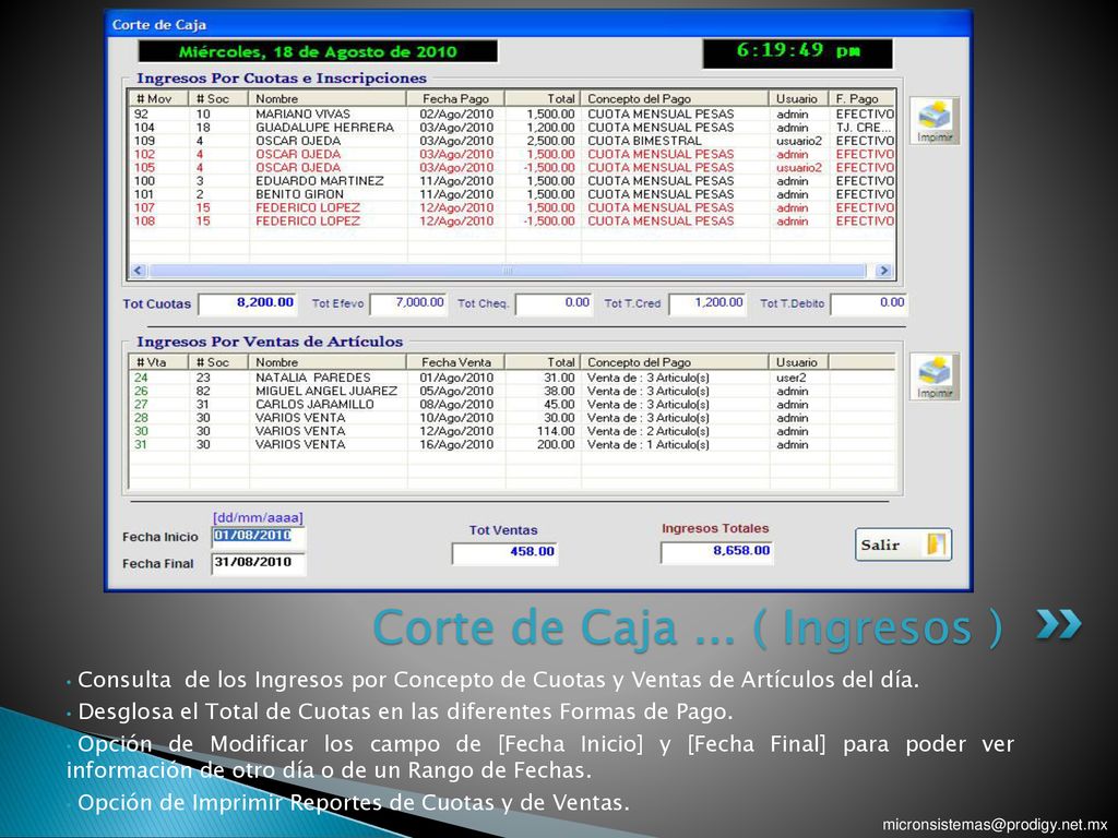 Corte de Caja ... ( Ingresos )