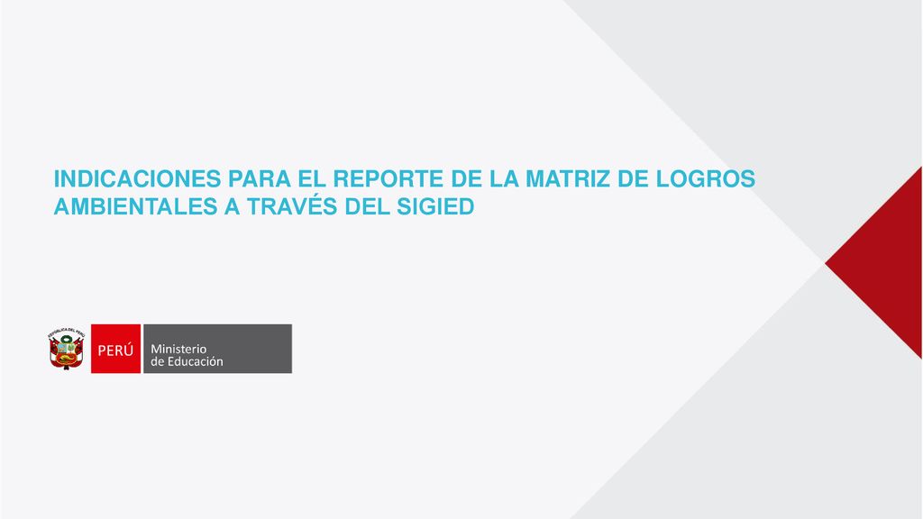 INDICACIONES PARA EL REPORTE DE LA MATRIZ DE LOGROS AMBIENTALES A TRAVÉS DEL SIGIED