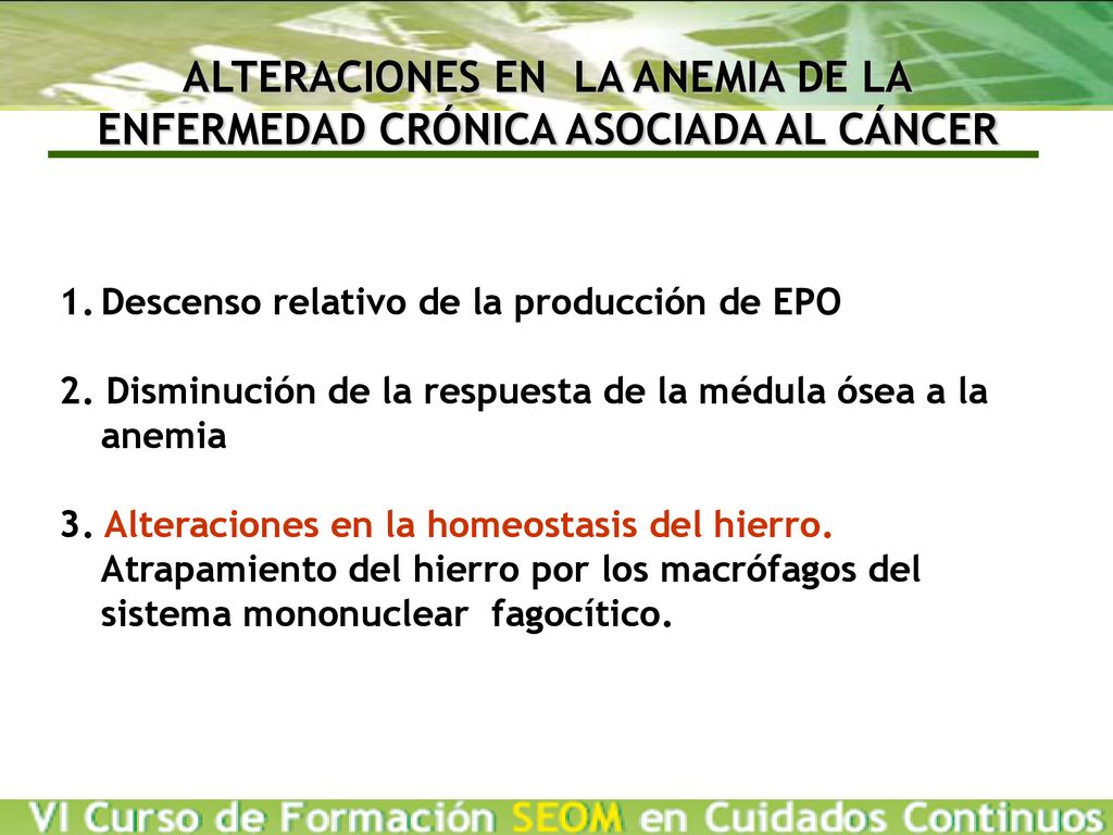 ALTERACIONES EN LA ANEMIA DE LA ENFERMEDAD CRÓNICA ASOCIADA AL CÁNCER